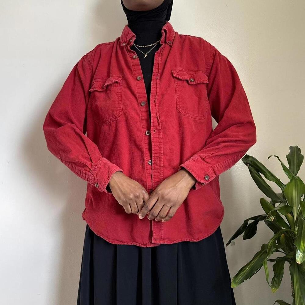 Vintage Faded Glory‎ Ruby Red Flannel Button Up – Size L - Picture 3 of 5